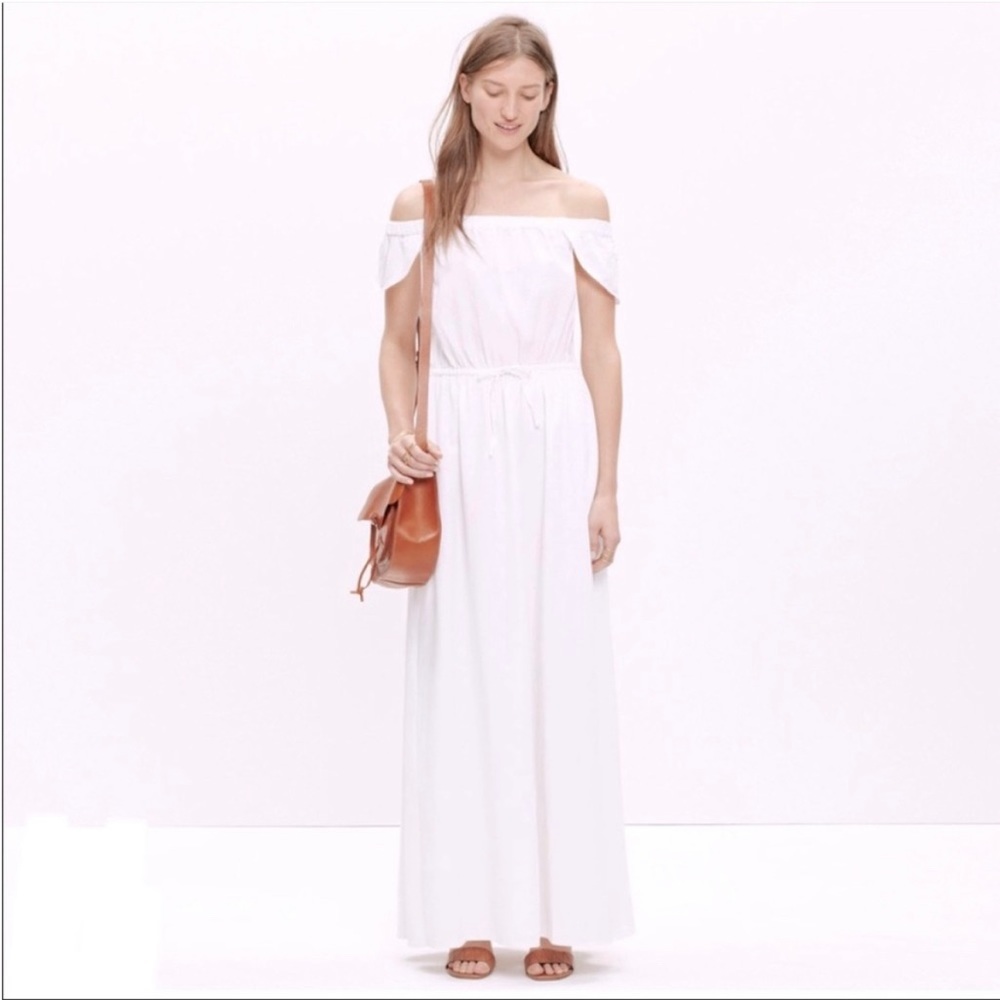Madewell Over the Shoulder White Cotton Dress Medium